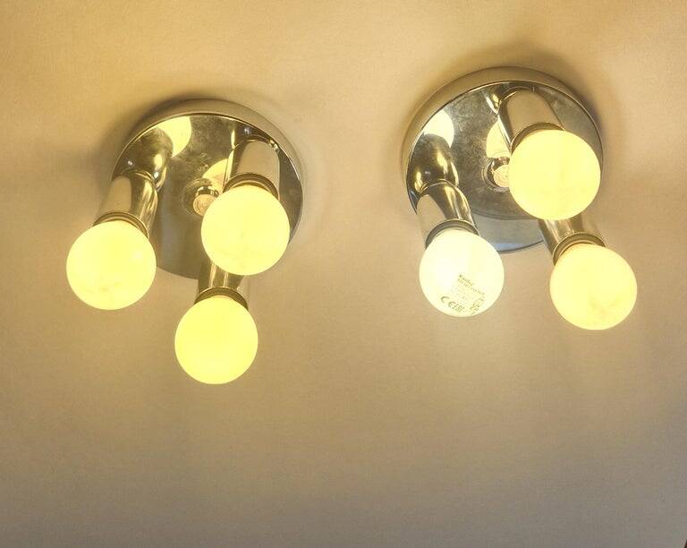 Set of Two Wall Lamps, Flush Mount, Sputnik, Space Age, Italy, 1970s