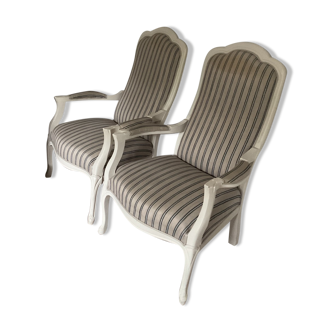 2 fauteuils Voltaire refaits par tapissier professionnel