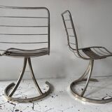 Set of 4 vintage chairs, chromed metal, France 1970