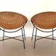 Pair of Rattan Lounge Chairs, Italy, 1970s