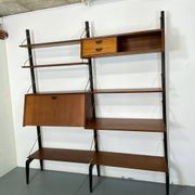 Mid-Century Danish Style Teak and Brass Wall System Unit by Louis Van Teeffelen for Wébé, 1950s