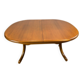 Table à manger ovale en teck danois extensible rétro des années 1960-1970