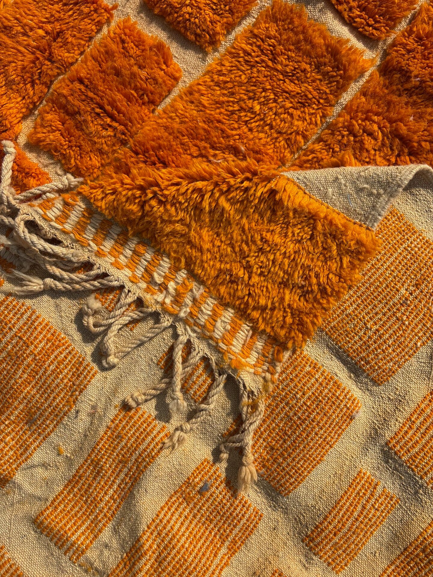 Clementine - Custom orange wool Berber rug
