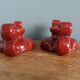 Bougeoirs en céramique artisanale bordeaux