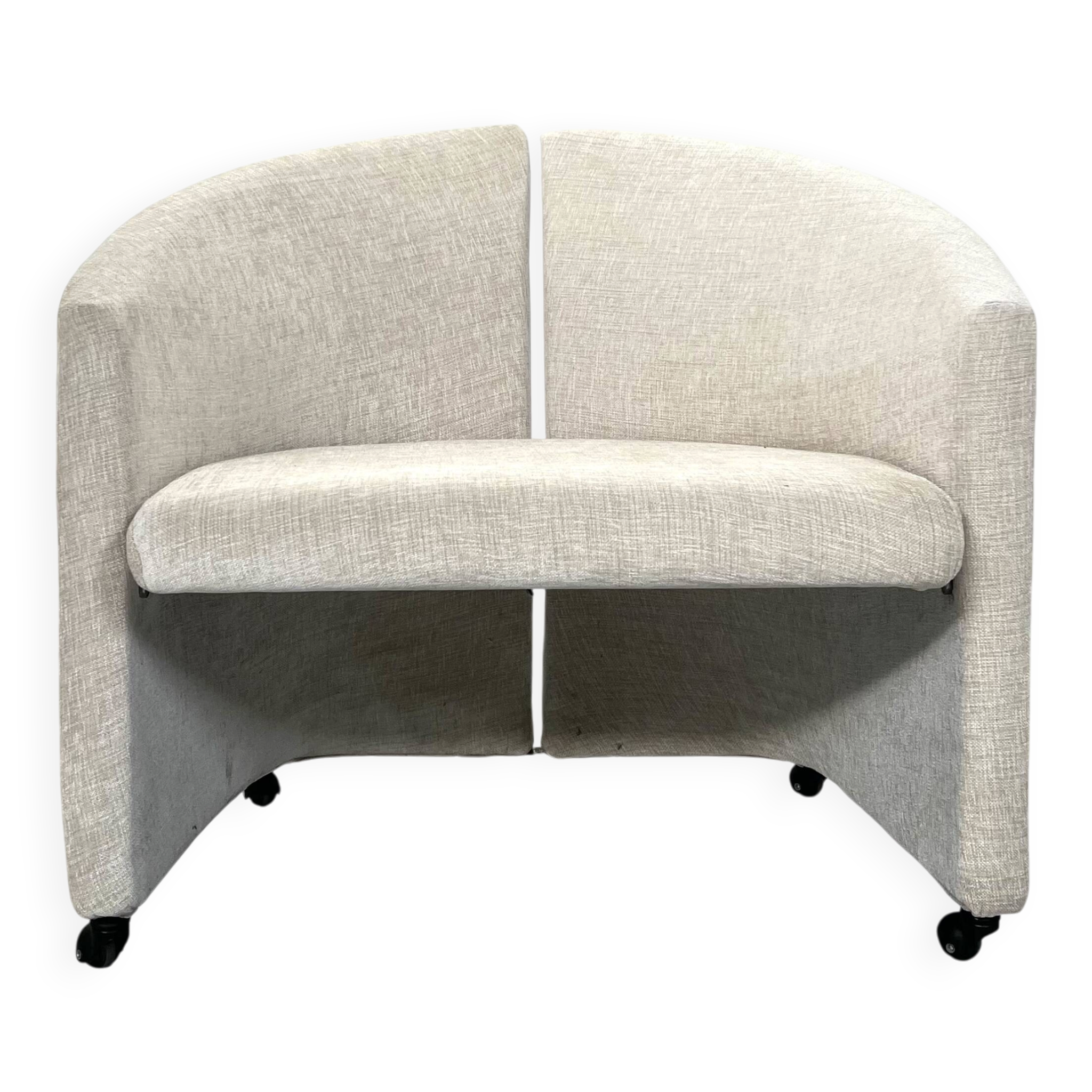 Pair Of Armchairs On Casters For Saporiti Italia, New Upholstery, 1970s