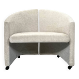 Paire de fauteuils sur roulettes pour Saporiti Italia, nouvelle tapisserie, années 1970.