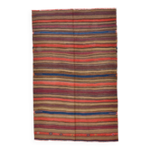 Burgundy & Brown Vintage Kilim Rug, 140x214Cm