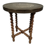 Table d' appoint en laiton pieds tournés
