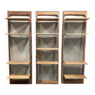 Suite of 3 modular shelves Scandinavian design 1960.