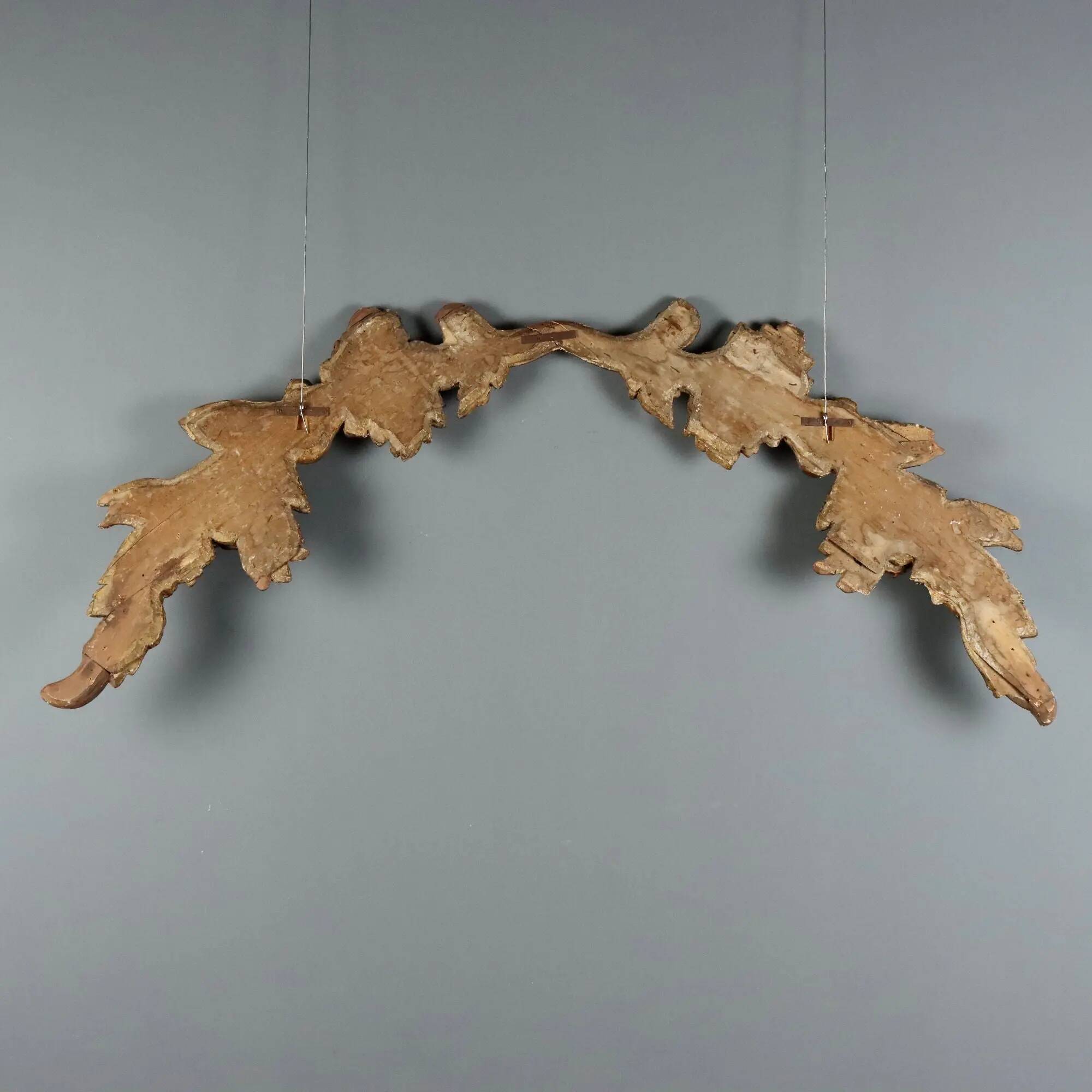 Ancient baroque frieze in carved and gilded wood, Italy, 18th century.