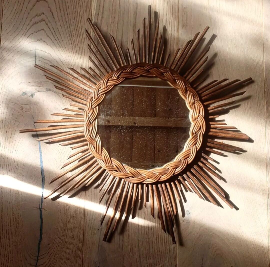 Rattan sun mirror