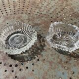 Set of two elegant vintage transparent glass and crystal ashtrays