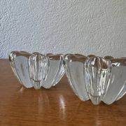 2 bougeoirs fleurs en cristal, années 60