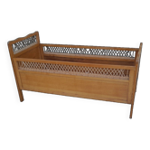 Vintage baby bed in wood and rattan from the 60s for children
