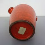 Italian orange ceramic studio vase with handle, 1970s