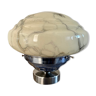 Ceiling lamp Art Deco in beige marbled opaline