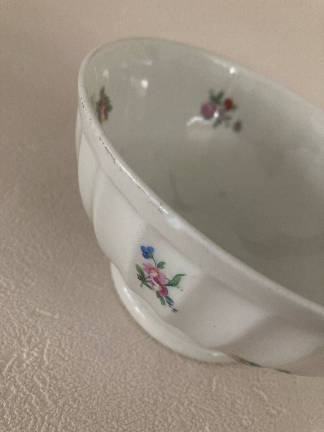 2 Antique Faceted Bowls with Small Flower Pattern PL France