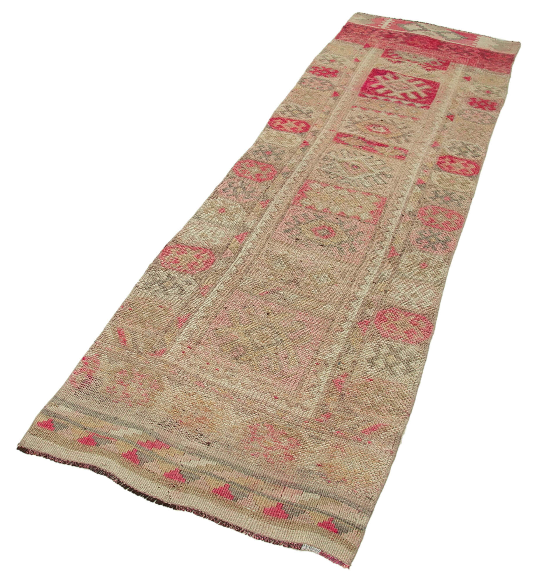 Handwoven one-of-a-kind anatolian beige runner rug 80 cm x 283 cm