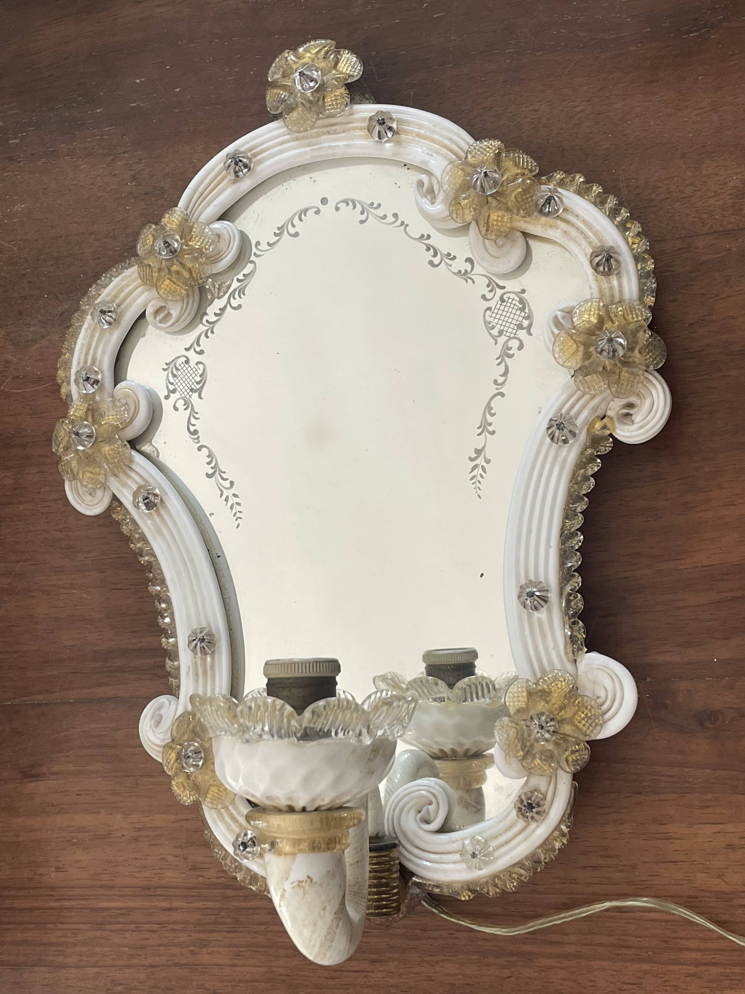 Murano glass mirror wall light