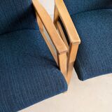 2 blue fabric armchairs, 1970s