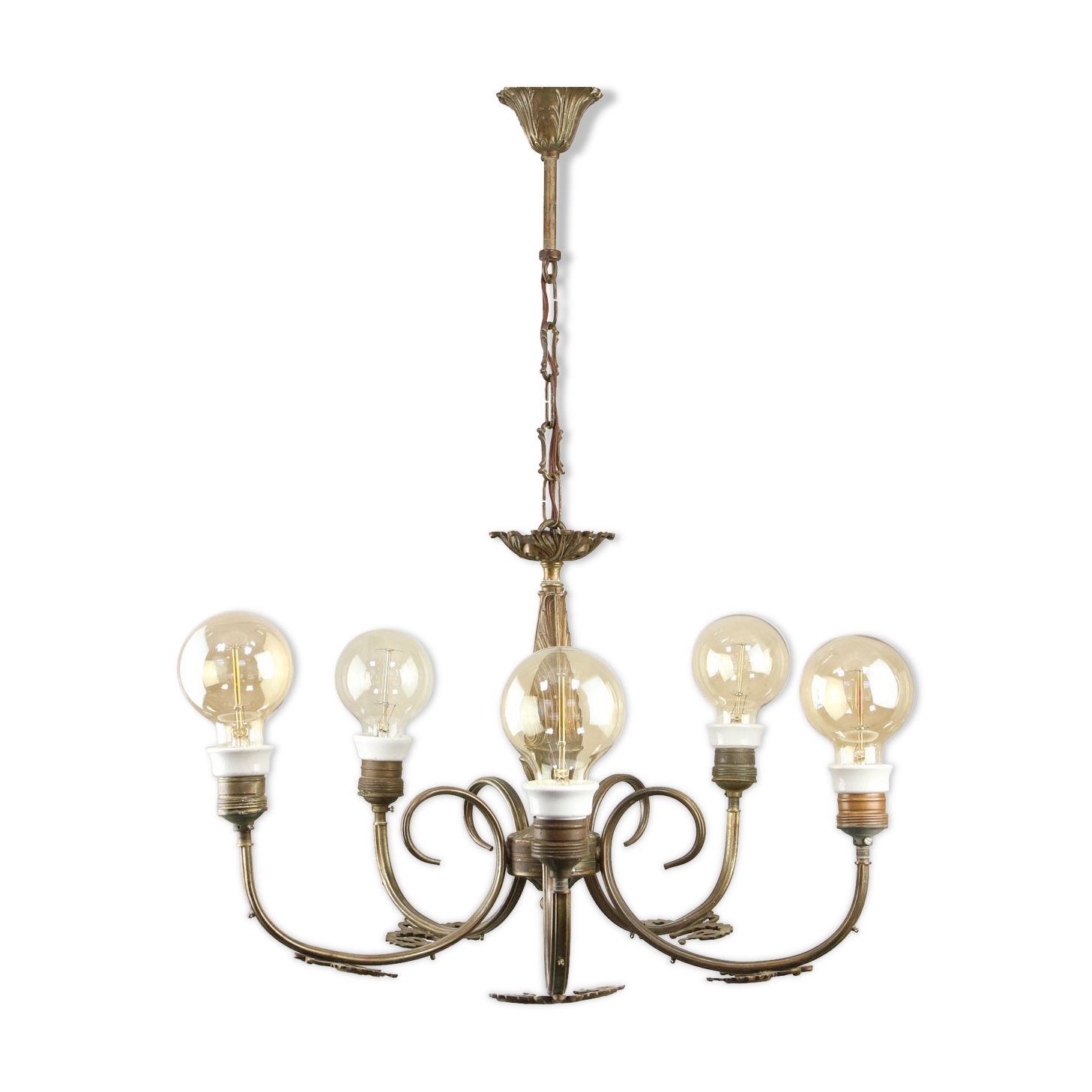 Art-deco brass chandelier, 1930s
