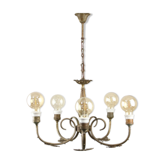 Art-deco brass chandelier, 1930s