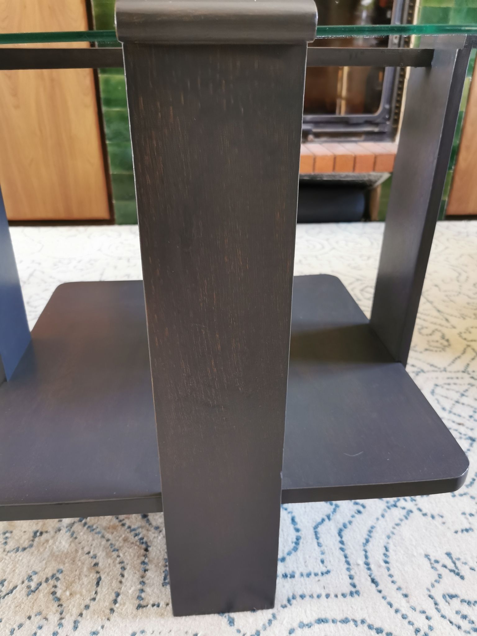 Table basse art déco en bois et verre