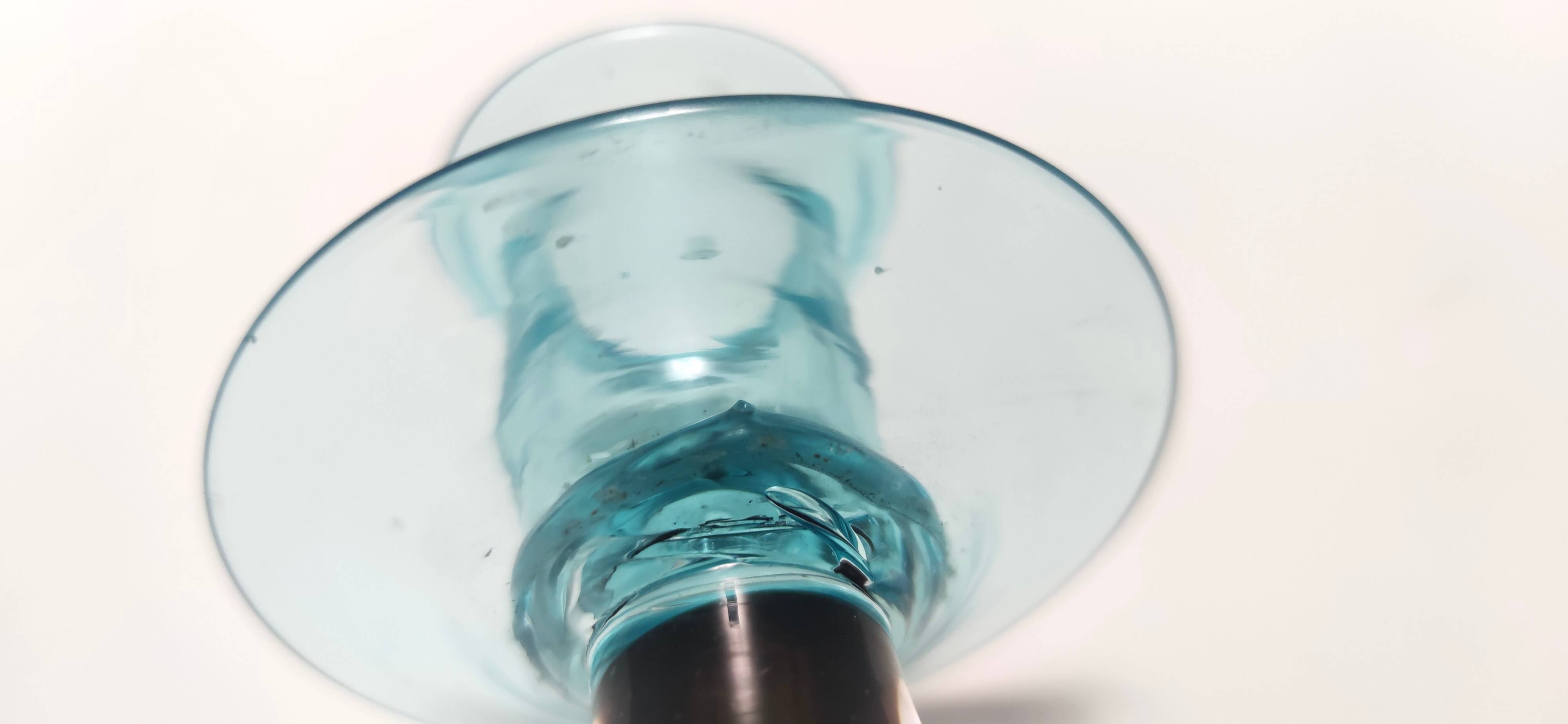 Pair of Brown and Aquamarine Murano Glass Candleholders, Italy