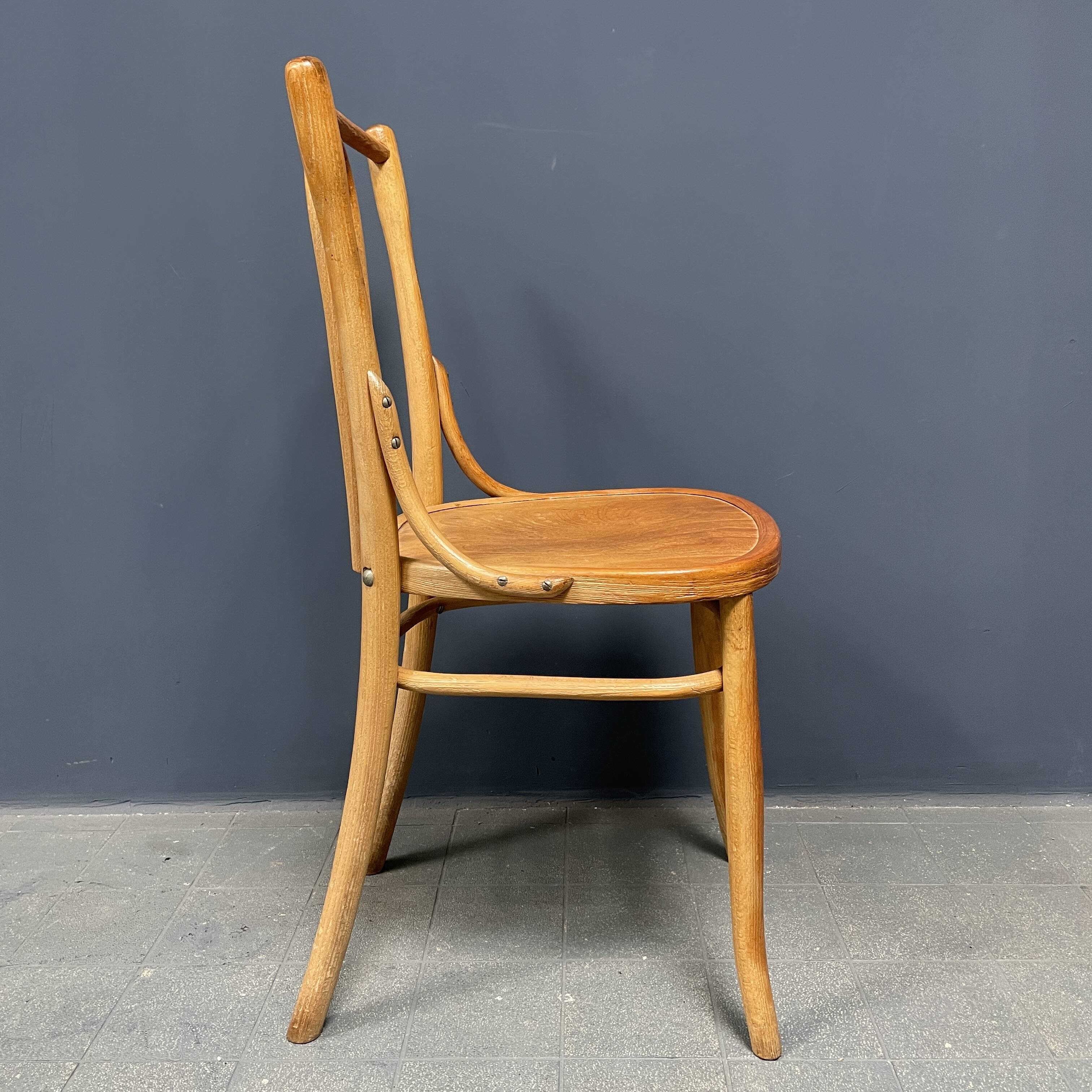 Set of 4 wooden bistro chairs with graceful seats