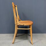 Set of 4 wooden bistro chairs with graceful seats