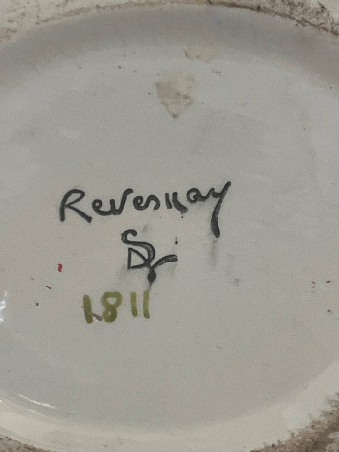 REVERNAY. Barbotine vase sculpture 1970s h 25cm