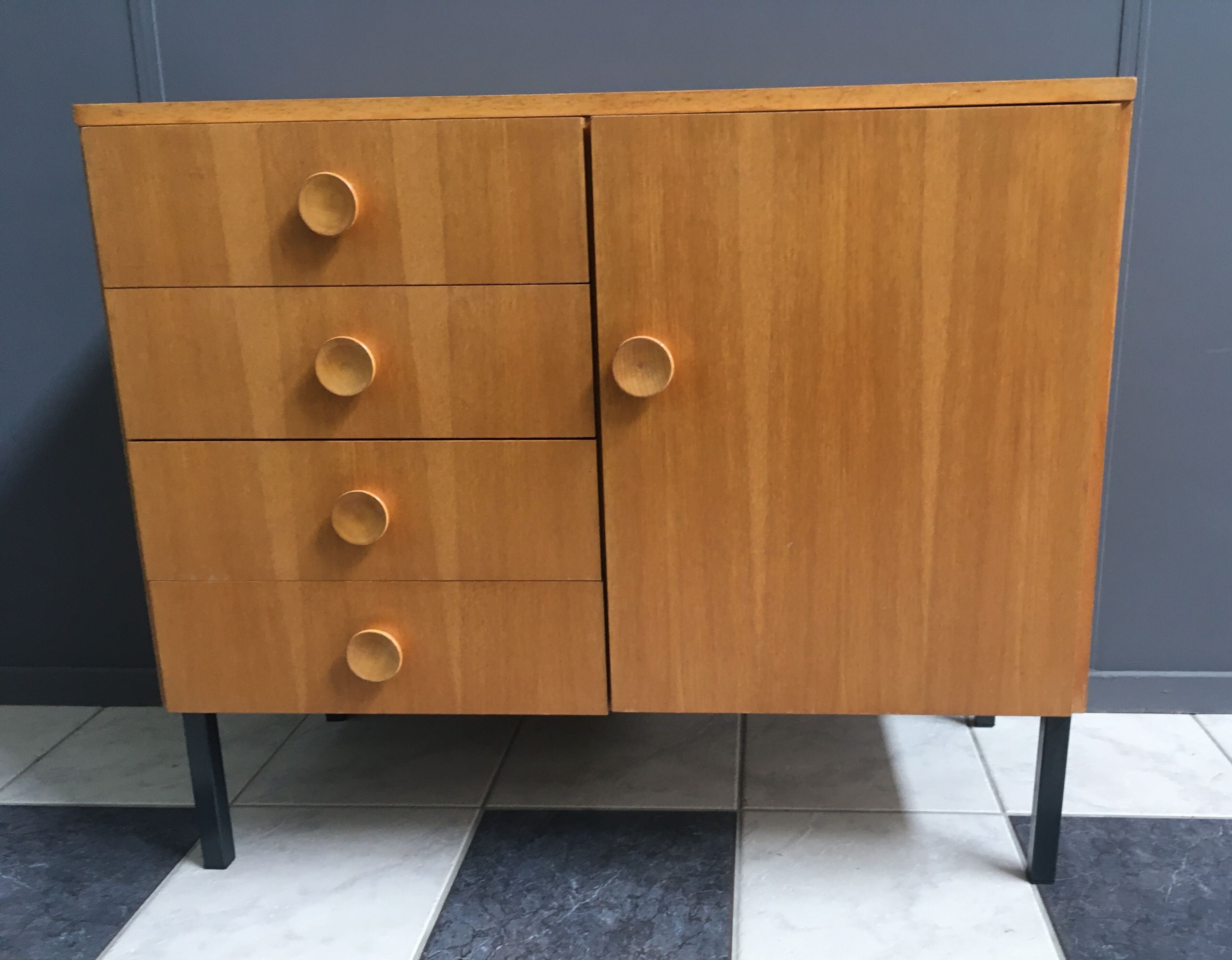 Blond wood sideboard cabinet 1970s