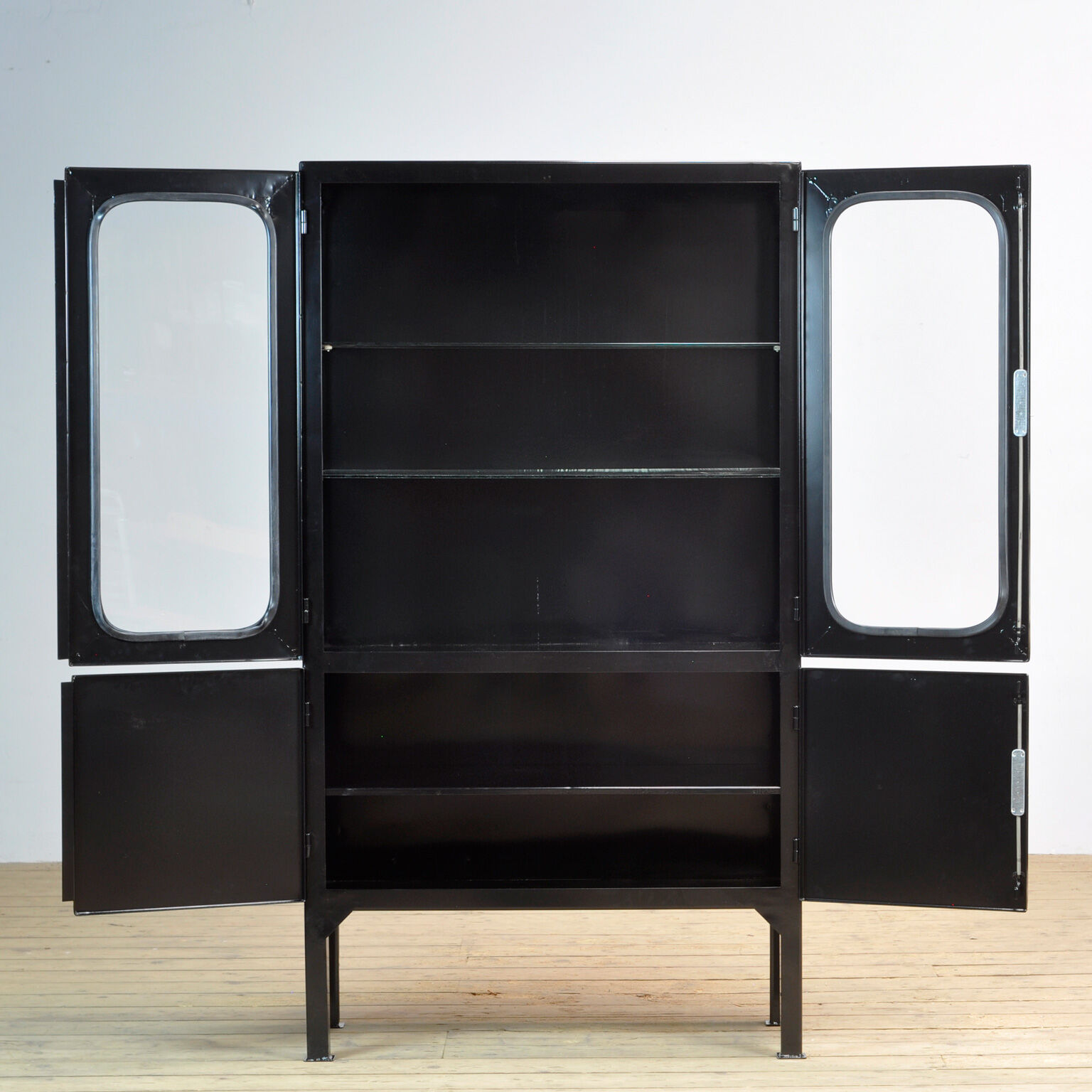 Vintage Glass & Iron Medical Cabinet, 1970s