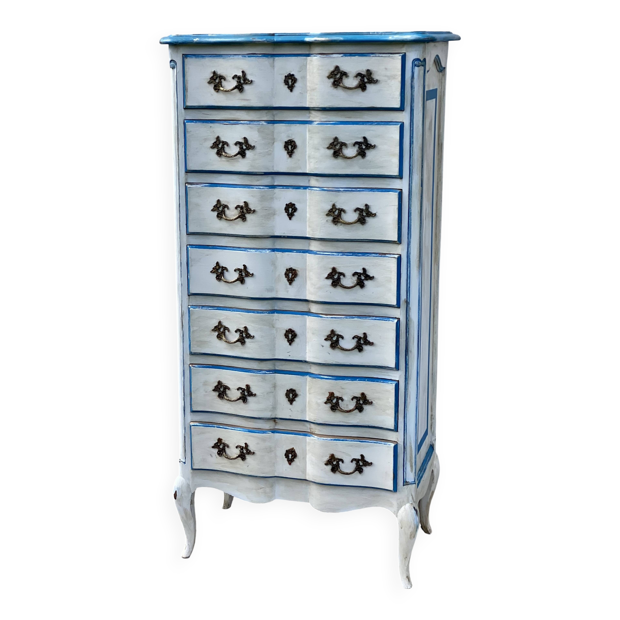 Weekly chest (7 drawers) patinated Provençal style