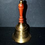 Table bell captain's bell in gilded brass and bell wood