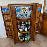 Ensemble : bar et meuble de coin en merisier massif