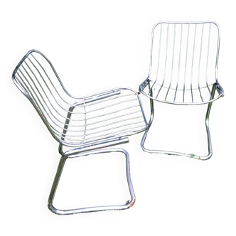 Chaises chromées style  Gastone Rinaldi années 70