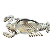 Lobster Platter and SIX Lobster Forks. Lobster Serving Set.