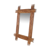 Old bamboo bevelled mirror  - 104x84cm