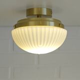 Plafonnier semi-encastré vintage en verre blanc