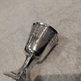 Silver egg cup 950, Art Deco style, triangular frieze, silversmith Tirbour