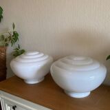 Pair of Art Deco opaline glass lampshades