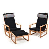 Børge Mogensen Sled Chairs BM-2254 and Stool 1960s