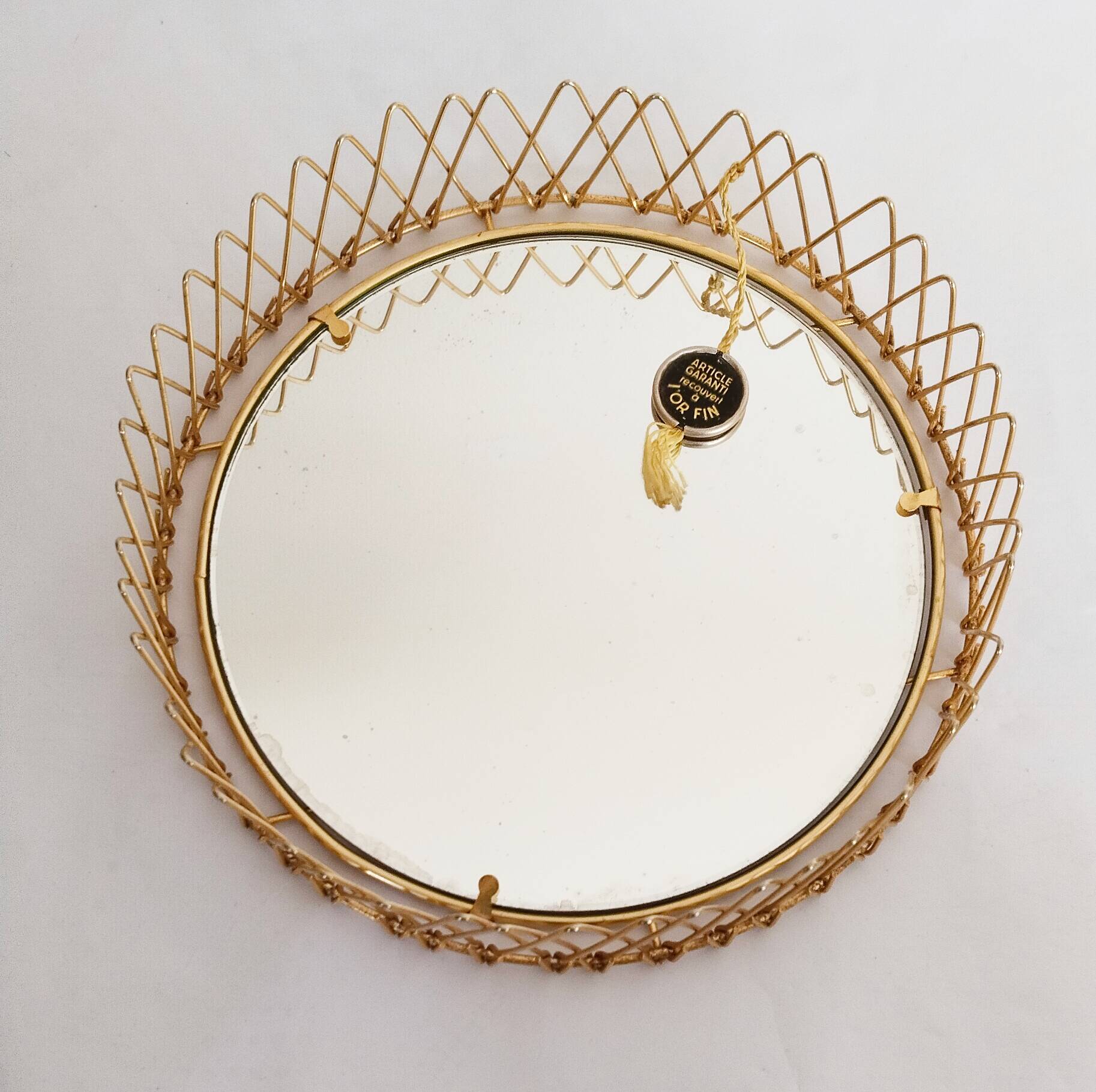 Miroir soleil doré à l'or fin  , pliable, vintage français , Erdecor