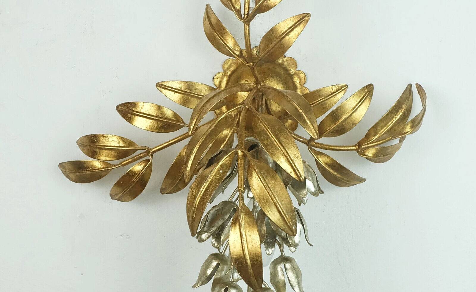 Hans koegl vintage florentine wall lamp sconce metal pioggia d'oro hollywood regency style