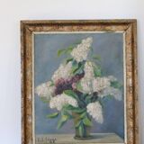Oil painting, Lilac, still life, 1946