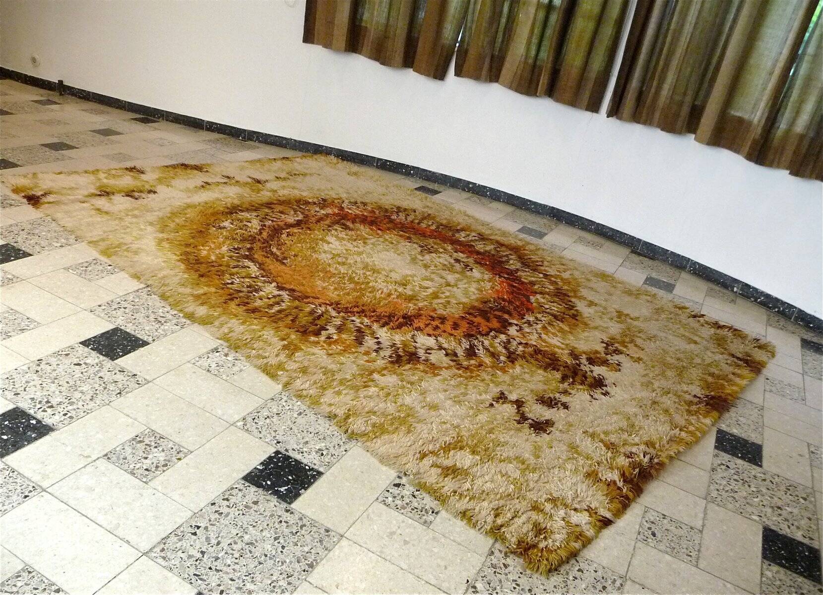 Abstract modernist OpArt wool rug from Ege Rya, Denmark 1960s