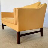 VINTAGE DANISH RETRO SKIPPER 2 PERSON SOFA IN BUTTERMILK LEATHER