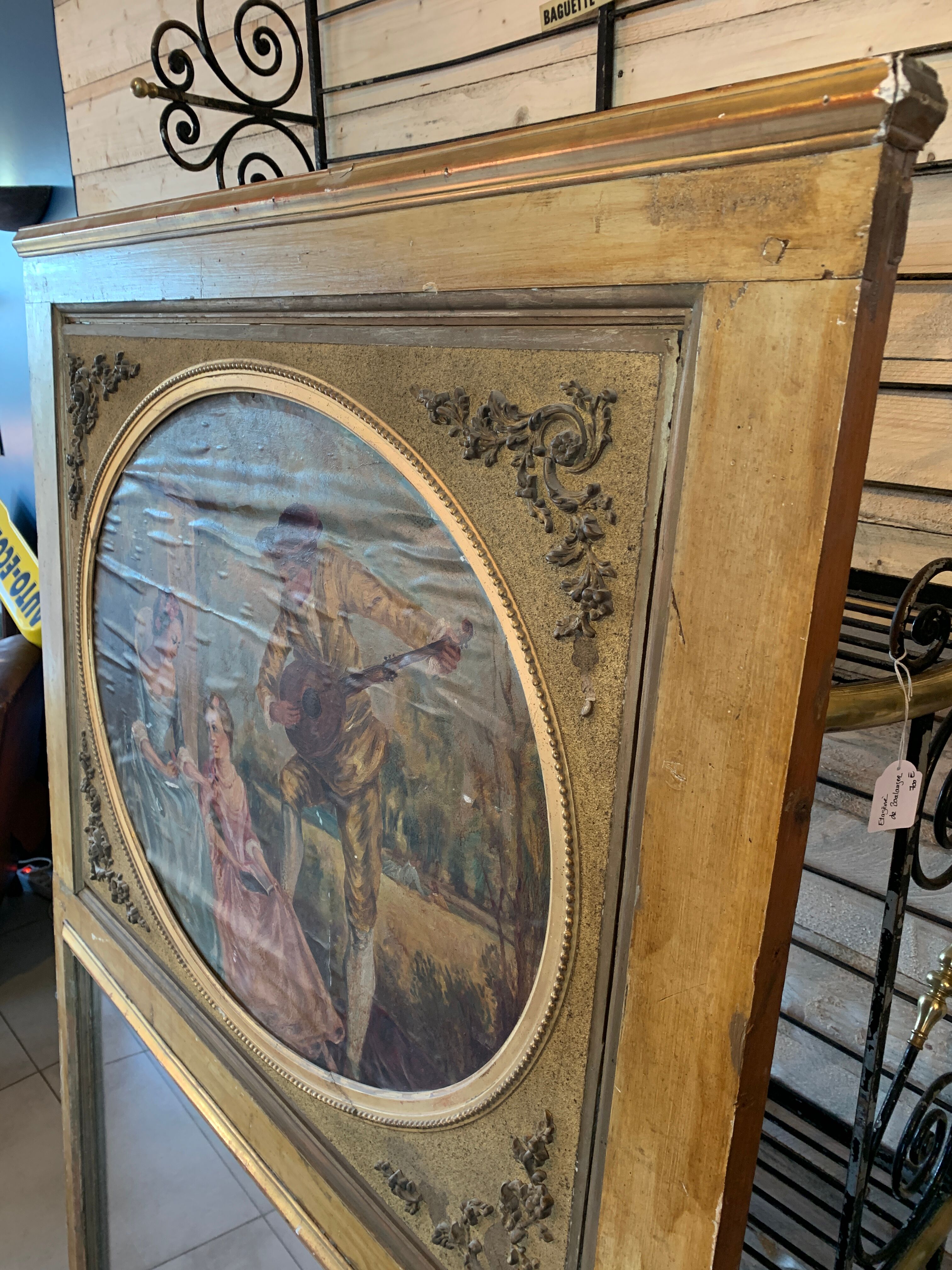 Wooden trumeau and gilded stucco - 175x105cm