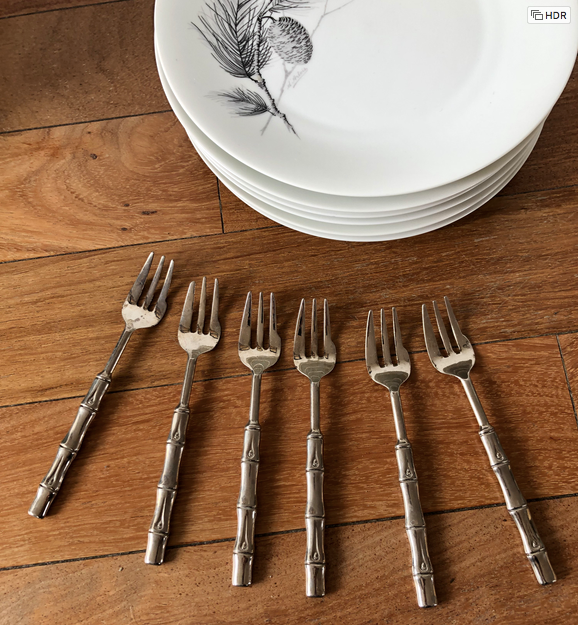 Lot of 6 forks bamboo shape